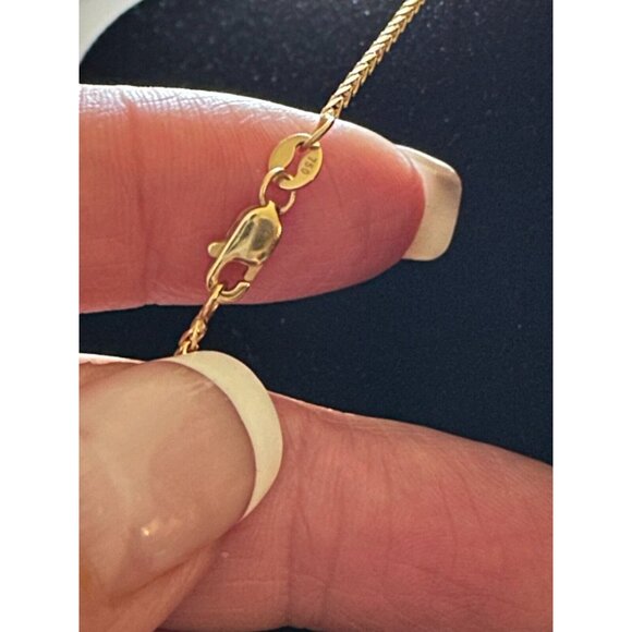 18K Solid Yellow Gold Franco Curb Box Link Chain Necklace 16 Inches 3.21 GM - Picture 2 of 5